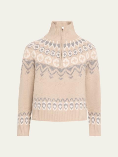 SIMKHAI Eliah Half-Zip Wool-Cashmere Pullover