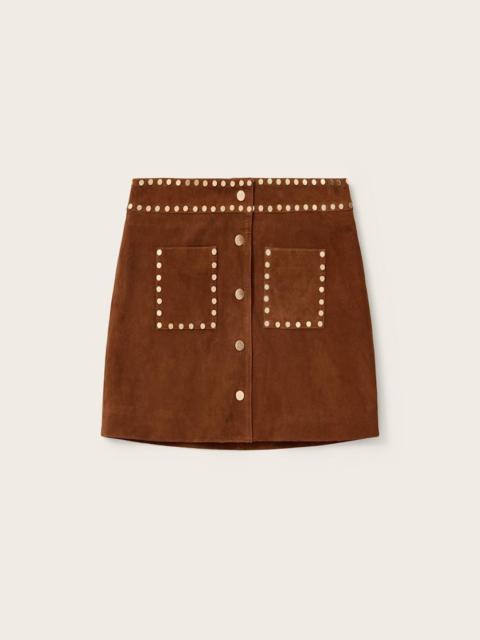 ALLSAINTS ALICE SUEDE STUDDED MINI SKIRT