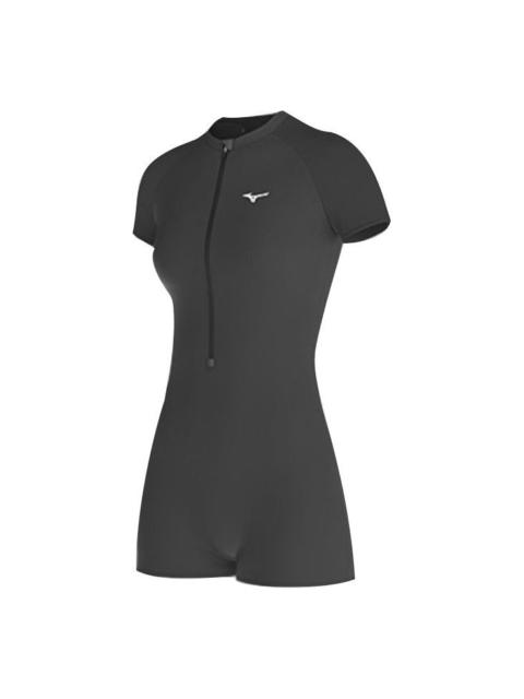 Mizuno (WMNS) Mizuno Zip Up Short Sleeve Swimsuit 'Black' N2CA1347