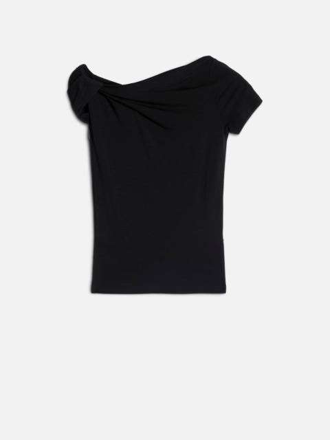 7 For All Mankind TWISTED SHOULDER TEE in Lyocell Black