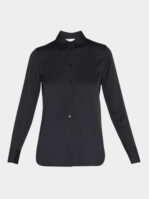 Vince Slim-Fit Long-Sleeve Stretch-Silk Blouse