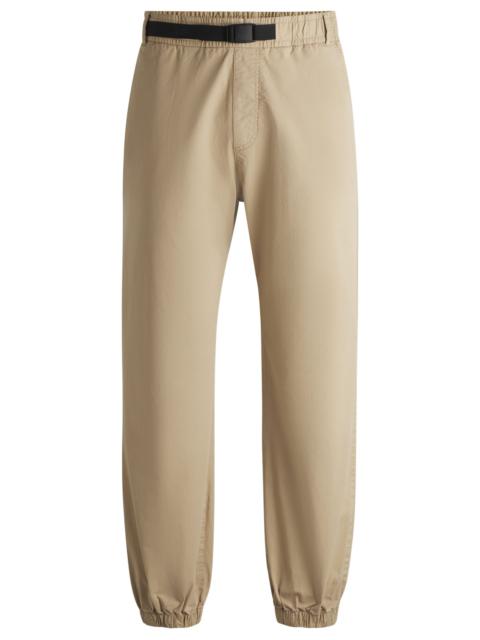 HUGO TAPERED-FIT TROUSERS IN STRETCH GABARDINE WITH BRANDED BELT
