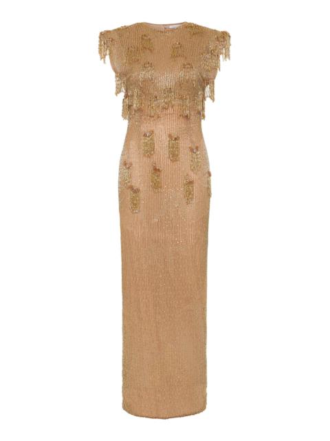 RACHEL GILBERT Lani Beaded Gown gold