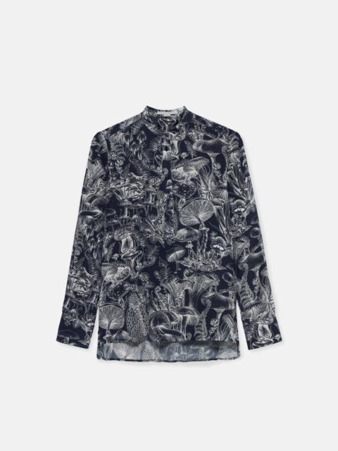 Fungi Forest Print Silk Shirt