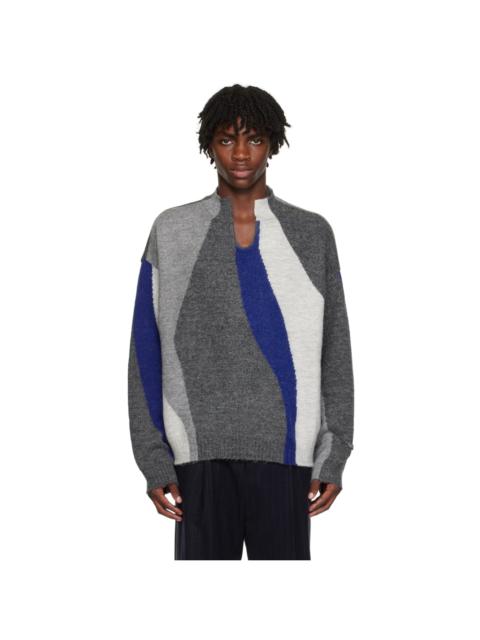 ADER error Gray Intarsia Sweater
