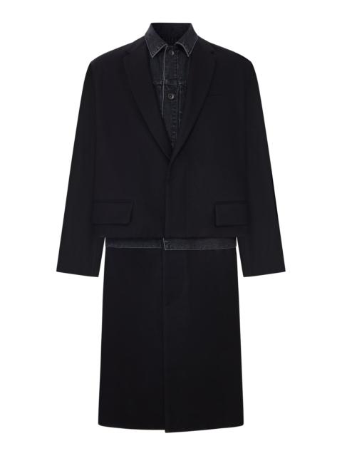 sacai PANELLED COAT WITH DENIM INSERT