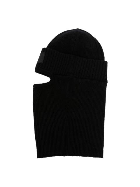 Y-3 logo-patch ribbed-knit balaclava