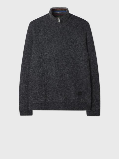 Paul Smith Dark Charcoal Cotton & Wool Blend Half-Zip Sweater