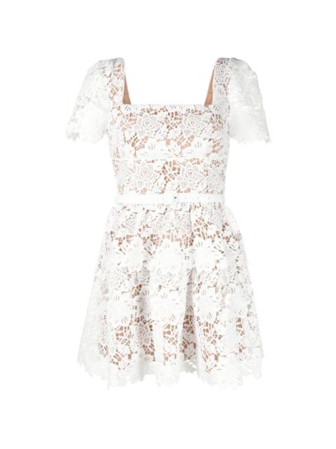 belted guipure-laced minidress