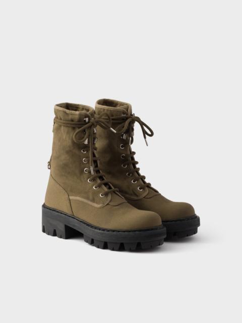 Prada Canvas lace-up ankle boots