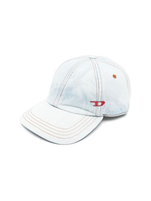 logo-embroidered light wash cap