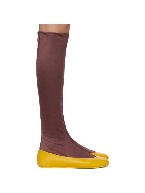 Kiko Kostadinov Yellow & Brown Proxima Long Ballerina Flats