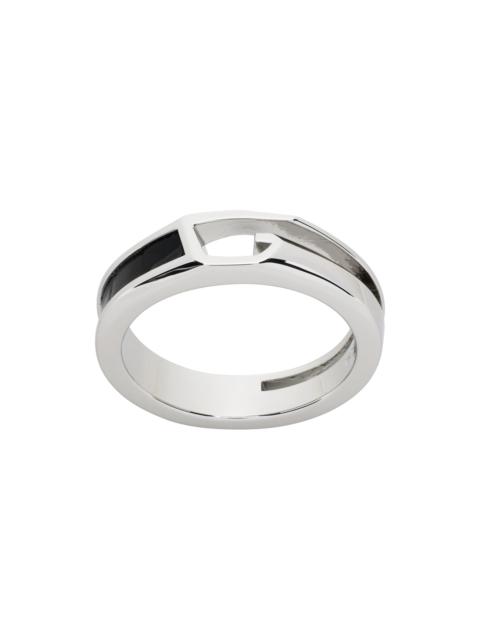 Givenchy Silver & Black Giv Cut Ring