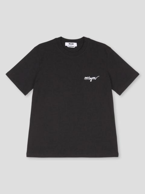 MSGM Round neck cotton T-shirt with embroidered logo