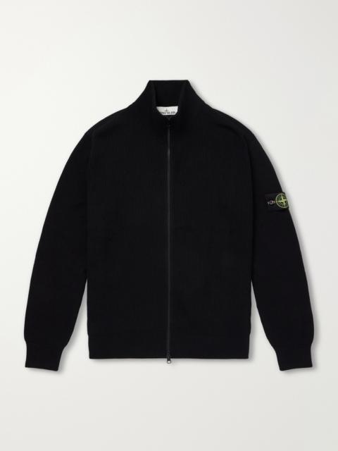 Stone Island Ribbed Cotton Zip-Up Sweater