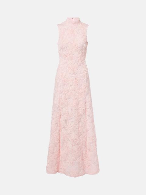 ROTATE floral-mesh maxi dress