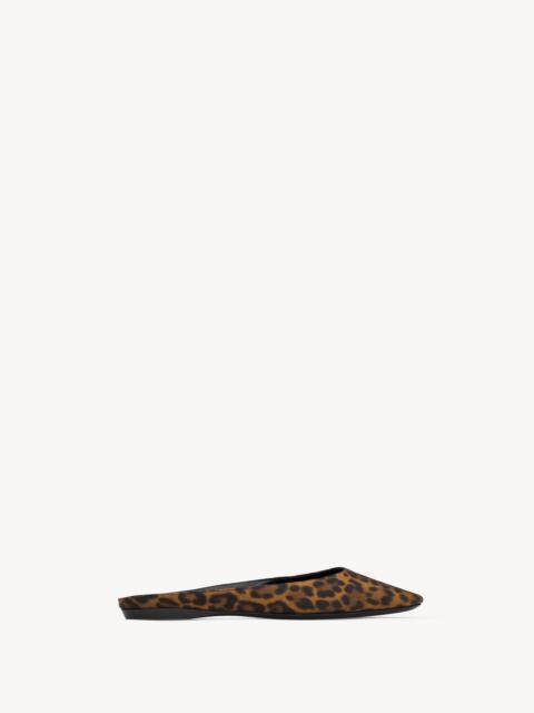 SAINT LAURENT LIDO SLIP-ONS IN LEOPARD GROSGRAIN
