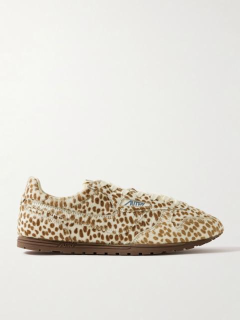 AUTRY Windspin Cheetah-Print Pony Hair Sneakers Cream