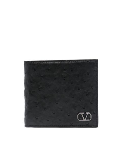 ostrich-effect leather wallet