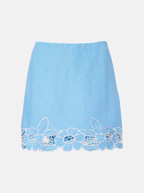 RIXO Nancye cutout linen-blend miniskirt