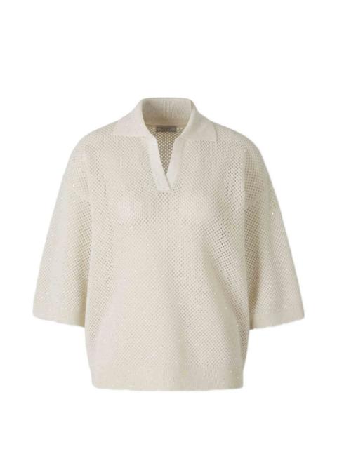 PESERICO sequin-embellishment V-neck T-shirt