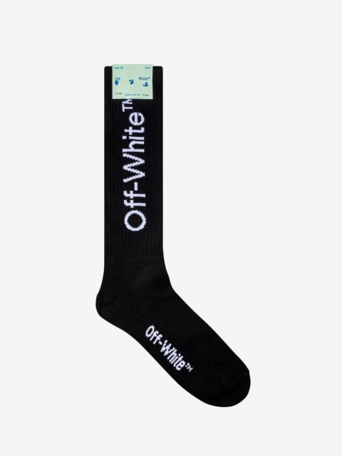 Black Diag Mid Length Socks