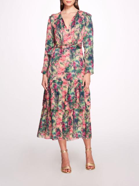Marchesa AMBER PRINTED GEORGETTE MAXI DRESS