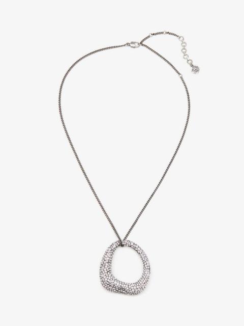 Alexander McQueen Women's Pave Long Necklace in Antique Silver