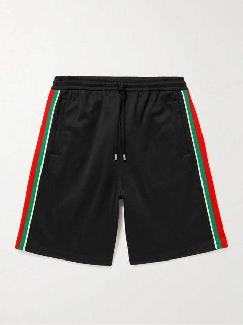 GUCCI Straight-Leg Webbing-Trimmed Tech-Jersey Drawstring Shorts