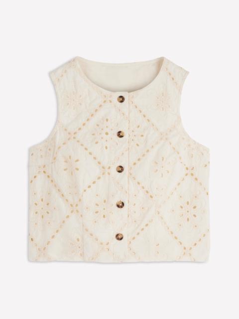 BODEN Andrea Cotton Shell Top-Ivory broderie