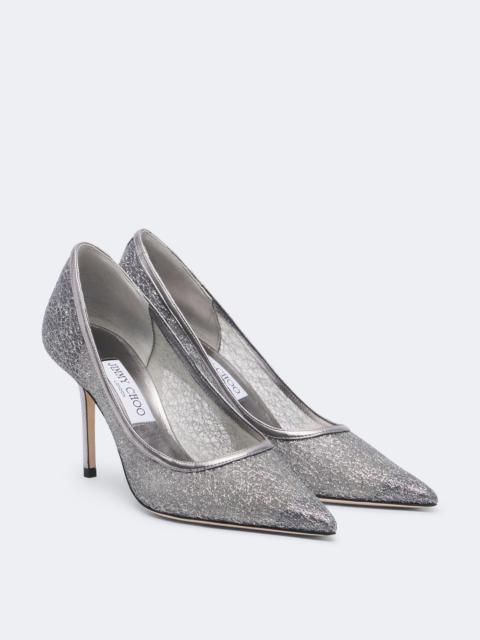 JIMMY CHOO Love embroidered glitter pumps