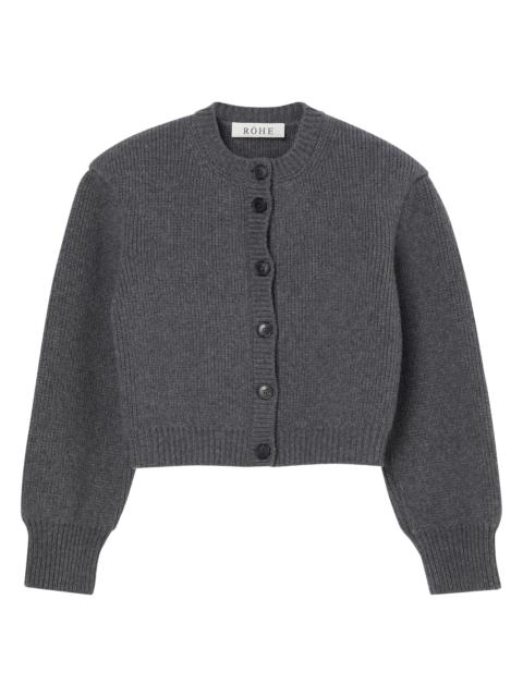 RÓHE Women's Padded Wool Cardigan - Mid Grey Melange