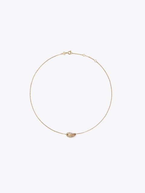 TORY BURCH Pierced Pavé Pendant Necklace