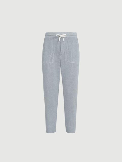 Brunello Cucinelli Cotton English rib knit trousers with zipper cuffs