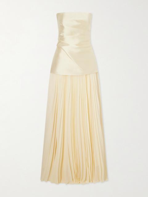 SOLACE LONDON Claudette Steapless Twill And Chiffon Gown