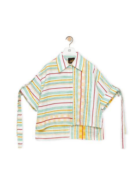 Striped workwear shirt in cotton, linen and silk