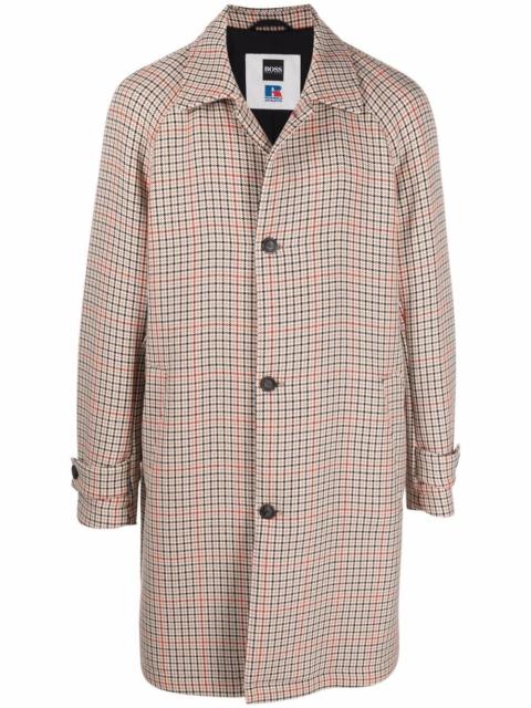 BOSS x Russell Athletic single-breasted houndstooth motif coat