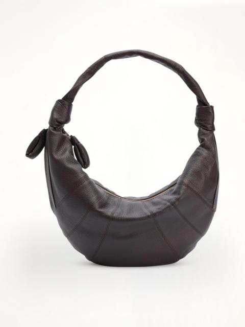 Lemaire Grained Fortune Croissant Bag in Dark Chocolate
