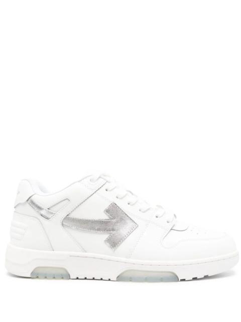 Off-White OFF-WHITE MEN Out Of Office Low Top Leather Sneakers White Silver