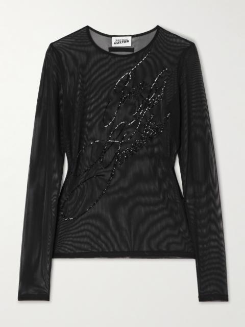 Jean Paul Gaultier Sequin-embellished Mesh Top