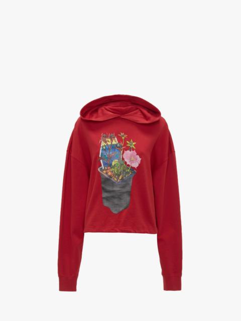JW Anderson CROPPED HOODIE WITH FLOWER POT