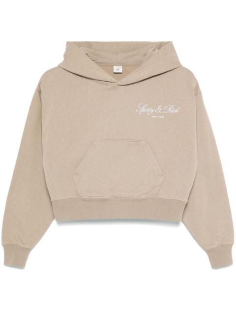 Sporty & Rich Vendome-script cropped hoodie