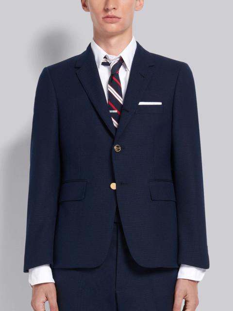 Thom Browne Navy Wool Hopsack School Uniform Weave Classic Sport Coat