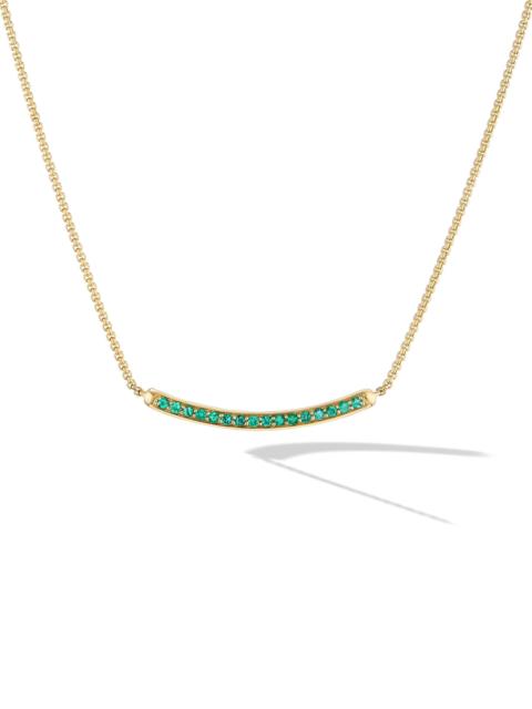 DAVID YURMAN Women's Petite Pavé Bar Necklace in 18K Yellow Gold - Emerald