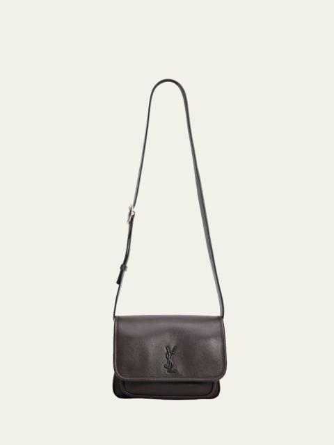 SAINT LAURENT Men's Niki Small YSL Messenger Bag in Grained Leather