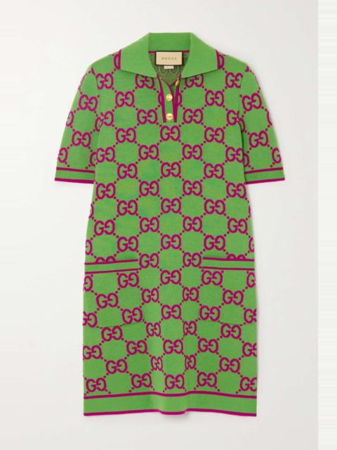 GUCCI Jacquard-knit cotton, wool and silk-blend mini dress