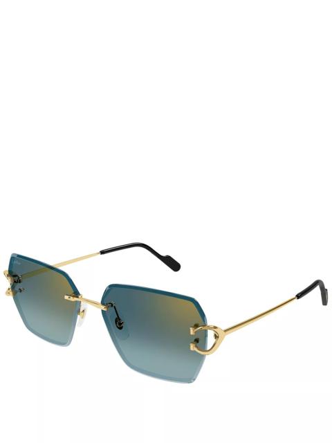 Cartier Decor 24 Carat Gold Plated Rimless Butterfly Sunglasses, 58mm