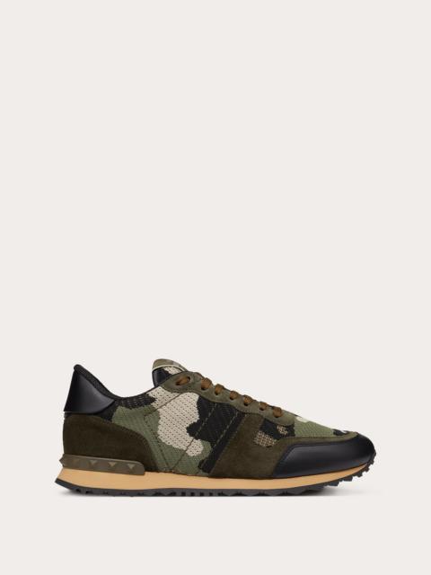 Valentino Mesh Fabric Camouflage Rockrunner Sneaker