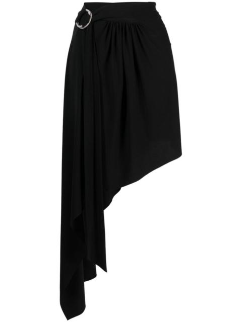 ring-detail belted asymmetric skirt