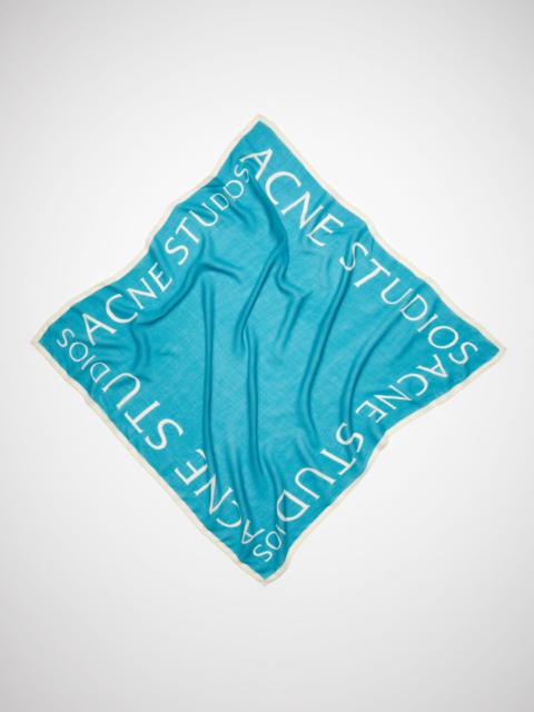 Logo wool square scarf - Teal blue